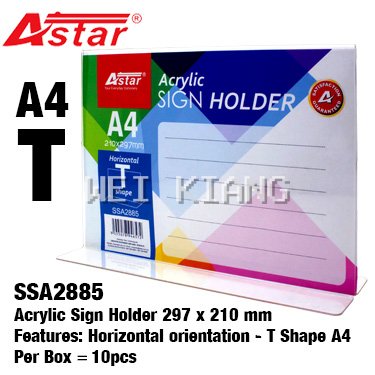 A4 Acrylic Sign Holder ASTAR - Horizontal L Shape - SSA2885