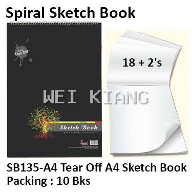 Sketch Book A4 Tear off 18 + 2's SB135-A4